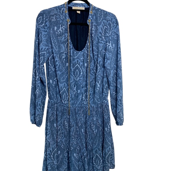Michael Kors Dress M Georgette blue paisley - Picture 1 of 7